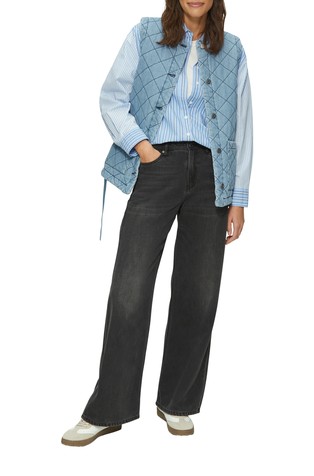 S.OLIVER Relaxed-fit quilted denim waistcoat with synthetic padding Blue 3