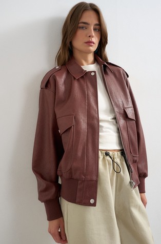 TSSUMMI coated bomber jacket