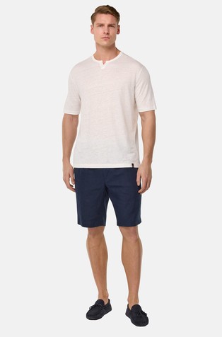 BOGGI MILANO Lanene bermuda hlače Modra - Navy 2