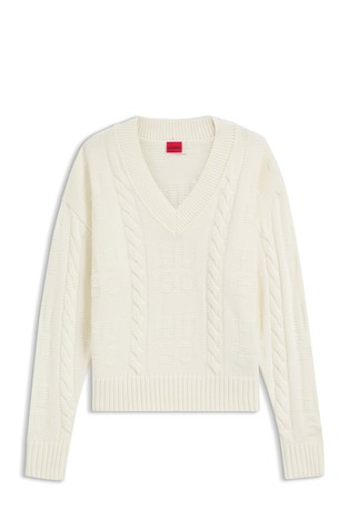 Oversized fit pleten pulover iz volnene mešanice