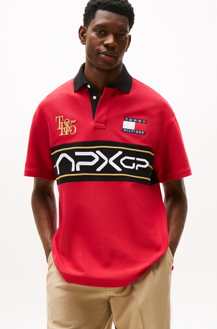 TOMMY HILFIGER TH x F1 MOVIE Relaxed Logo Polo Shirt Red 