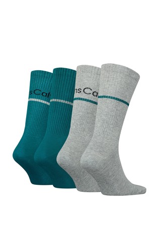 CALVIN KLEIN Paket 4 parov nogavic v darilni škatli Siva - Grey/Green 3