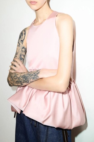 Peplum duchesse satin top