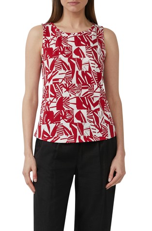 Patterned sleeveless top with cut-out