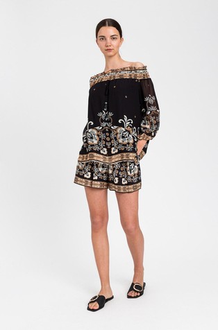 Vzorčaste kratke hlače iz viskoze in lana