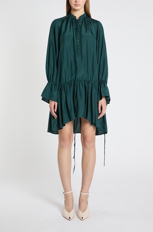 Habutai silk dress with flounce