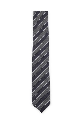 Diagonal-striped tie in silk jacquard
