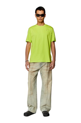 DIESEL Majica z vezenim mikro logotipom Zelena - Green Fluo 3