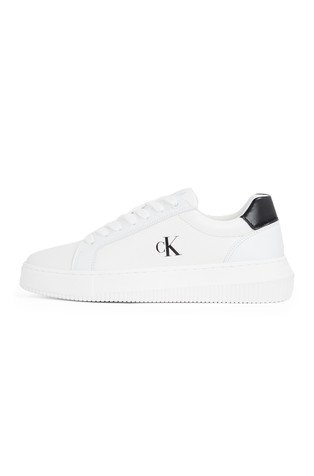 CALVIN KLEIN Leather Trainers With Contrast Heel Counter White 3