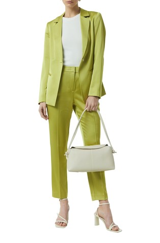 COMMA Ankle-length satin cigarette trousers Olive 3