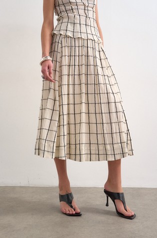 TSSALLY karirasto bombažno krilo z nizkim pasom