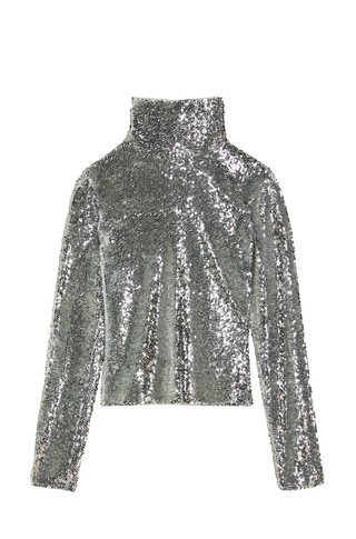 Sequin-embellished high-neck sweater