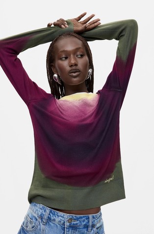 Viscose-blend knit sweater
