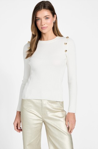 Rib-knit jumper with logo buttons