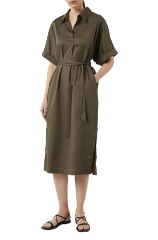 COMMA Short-sleeve shirt dress made of cotton-blend Brown 3