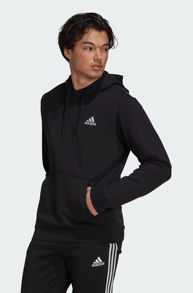 ADIDAS Essentials pulover s kapuco in flisirano notranjostjo Črna - Black 