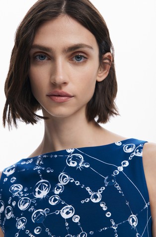 DESIGUAL Tyler McGillivary majica brez rokavov Modra - Blue / White 5