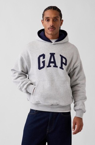 Gap logo moški oversized fit obojestranski pulover s kapuco