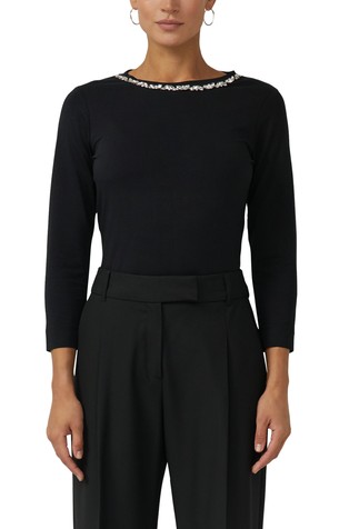 Majica iz raztegljivega bombaža z okrasnimi kamenčki