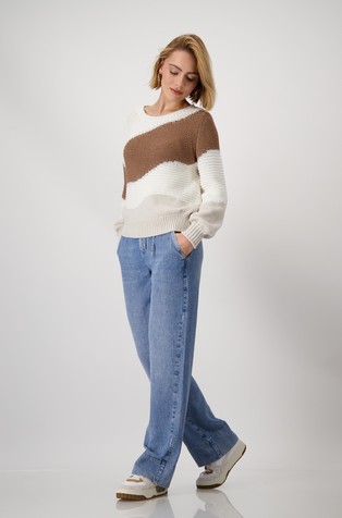 MONARI Pleten pulover z intarzijskim vzorcem Večbarvna - Off-White / Multi 4