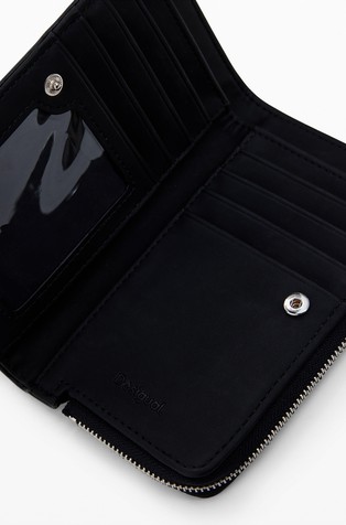 DESIGUAL Majhna denarnica z reliefnim vzorcem rož Črna - Black 4