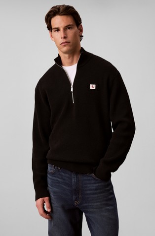 Cotton Waffle Half Zip Jumper