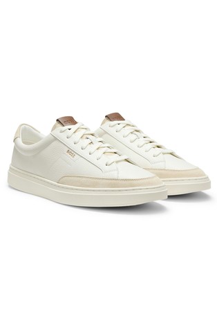 Leather trainers with suede trims