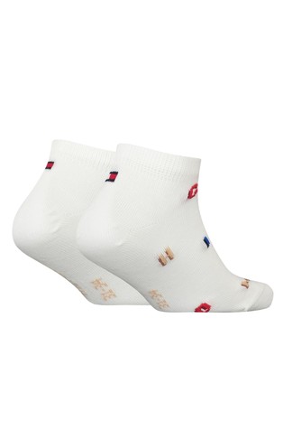 TOMMY HILFIGER Paket 2 parov stopalk z barvitim logotipom Bela - White 2