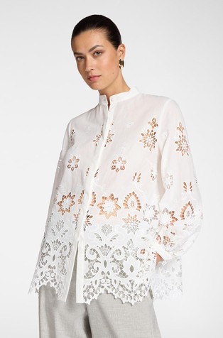 Perforated lace cotton shirt