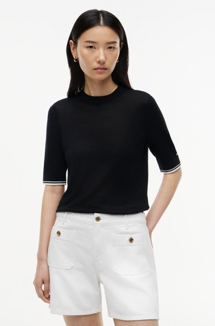 Short Sleeve Knit Jumper With Contrast Tipping