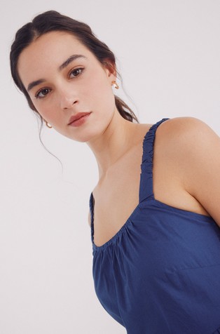SPRINGFIELD Cotton dress with straps Blue 3