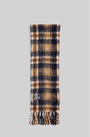 Plaid Bullion Scarf in Wool-blend