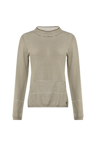 COMMA Tanek pleten pulover s črtastim vzorcem Večbarvna - Olive / White 4
