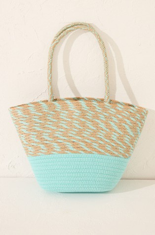 WOMEN'SECRET Raffia and synthetic fabric basket bag handbag Blue / Beige 2