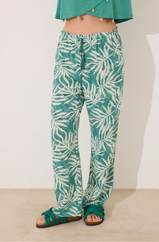 Long print viscose trousers