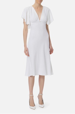 Dress in viscose-blend with embroidered scallop