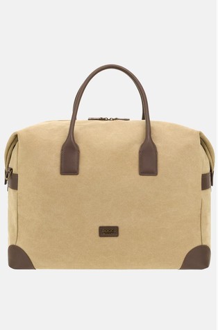 Platnena potovalna torba z usnjenimi detajli
