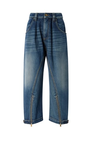 Balonaste jeans hlače z zadrgama