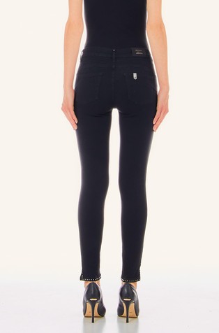 LIU JO Skinny fit jeans hlače z okrasnimi kamenčki Črna - Black 2
