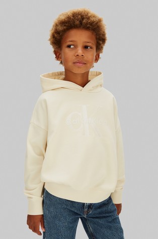 Logo pulover s kapuco iz bombažne mešanice