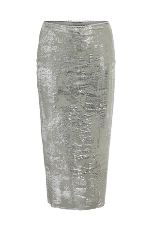 NMLUCIA mesh midi skirt with shiny print