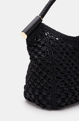 DOLCE &amp; GABBANA Sicily cekar iz rafije in usnja Črna - Black 4