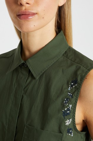 MARELLA Sleeveless shirt with shiny embroideries Green 3