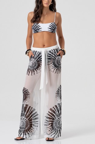 Delno prosojne široke viskozne hlače