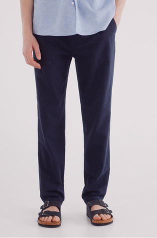 Slim fit chino hlače iz mešanice bombaža in lana