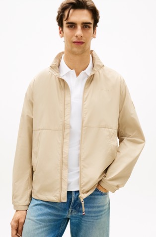 Mock-neck jacket with logo patch