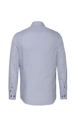 PURE H.TICO Slim fit City vzorčasta srajca z dolgimi rokavi Modra - Blue / White 2