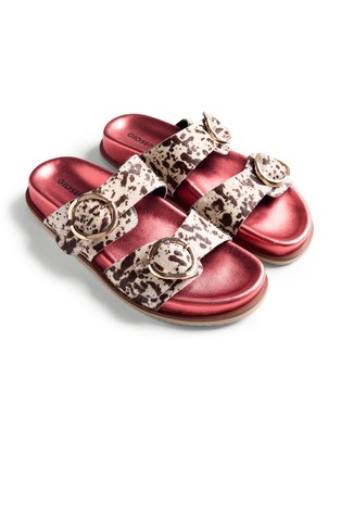 Animal-print leather flats