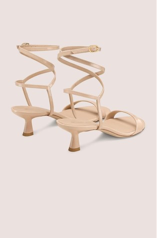 STUART WEITZMAN Nudist Wrap Sandals in Patent Leather Barely Beige 3