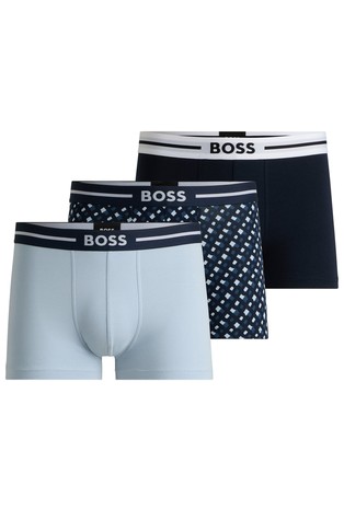 Three-pack of stretch-cotton trunks with logo waistbands
